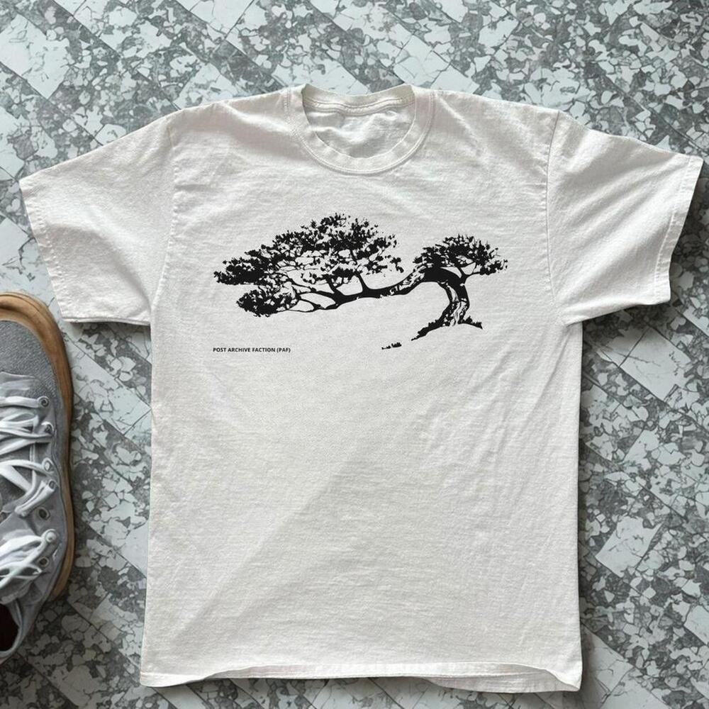 White T-Shirt With Black Tree Graphic